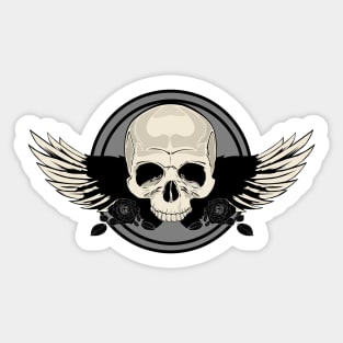 Wing Skull - BLACK & WHITE Sticker